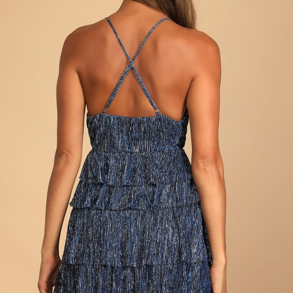 Lulus Blue Shimmer Dress XS - Picture 2 of 3